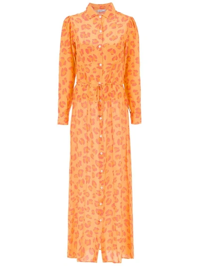 Amir Slama Jaguar Silk Beach Dress - Yellow & Orange