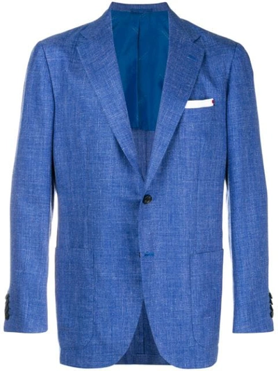 Kiton Fitted Blazer Jacket In Blue