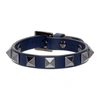 Valentino Garavani Rockstud Leather Bracelet In Blue
