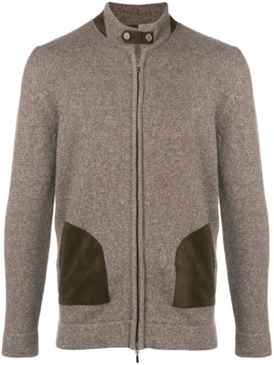 Doriani Cashmere Cashmere High Neck Zipped Sweater In Brown