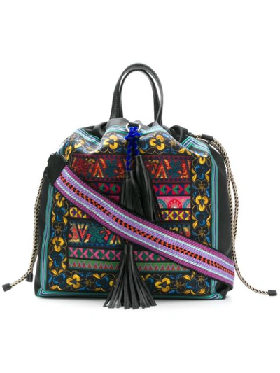 Etro Embroidered Drawstring Bag In Black