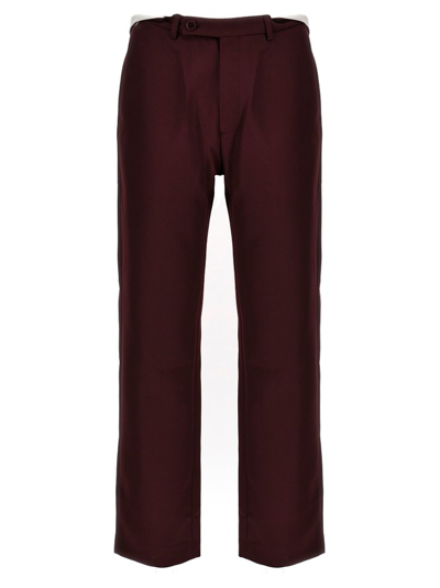 Martine Rose Rolled Waistband Tailored Trousers In Burgundy