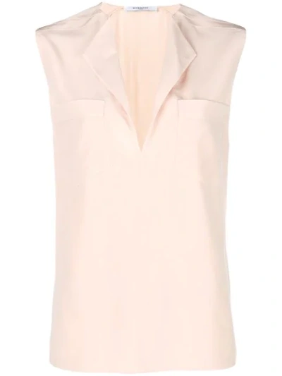 Givenchy Sleeveless Split Neck Blouse Pink In Neutrals