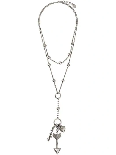 Red Valentino Red(v) Arrow Embellished Necklace In Metallic