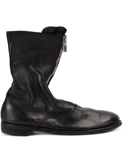 Guidi Front Zip Army Boots In Black