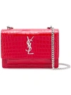 Saint Laurent Crocodile-embossed Sunset Bag In 6805 Red