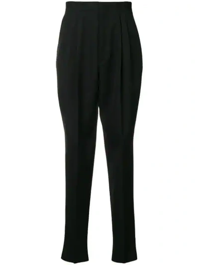 Saint Laurent High Rise Tapered Trousers In Black