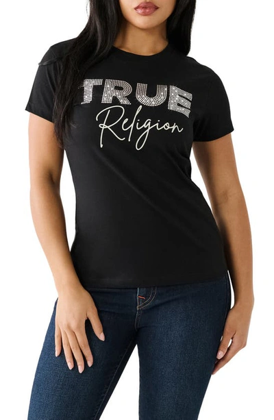 True Religion Brand Jeans Studded Logo Cotton Graphic T-shirt In Jet Black