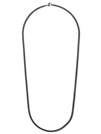 David Yurman Men's Box Chain Necklace In Darkened Stainless Steel, 4mm, 24"l In Silver