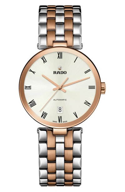 Rado Florence Automatic Bracelet Watch, 38mm In Bronze/ Silver