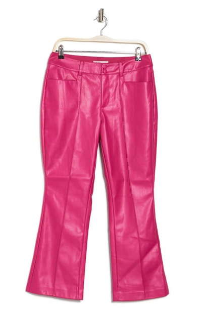 Bcbgeneration Faux Leather Crop Flare Pants In Pink Peacock