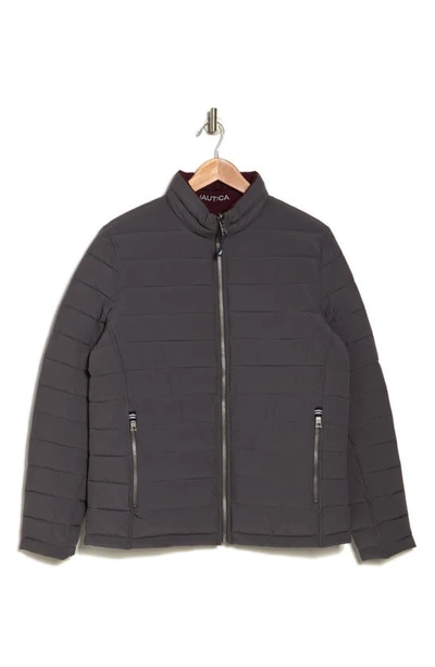 Nautica Water Resistant Reversible Puffer Jacket In Metal Grey