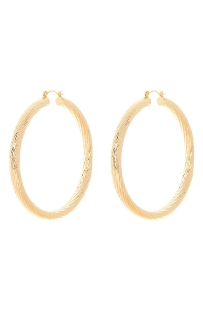 Natasha Textured Hoop Earrings In Gold