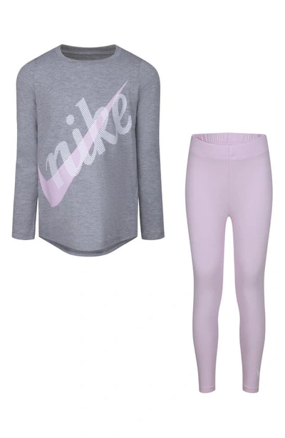 Nike Kids' Long Sleeve Top & Leggings Set In Pink Foam