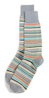 Paul Smith Striped Ribbed Cotton-blend Socks In Gray Multi
