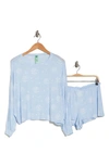 Honeydew Intimates Lounge Life Long Sleeve Top & Shorts Pajamas In Frost Snowflakes