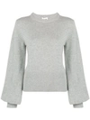 Chloé Puff-sleeve Sweater In Grey