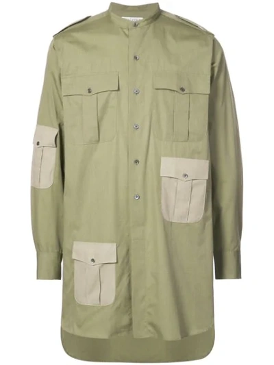 Jw Anderson Collarless Shirt In Green
