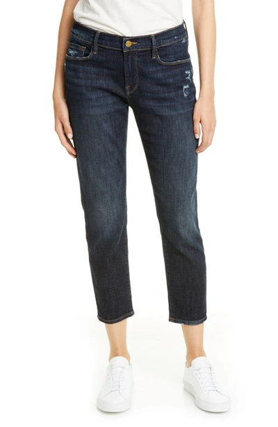 Frame Le Garcon Crop Relaxed Straight-leg Jeans In Covant In Blue
