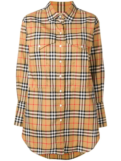 Burberry Checked Button Shirt - Yellow