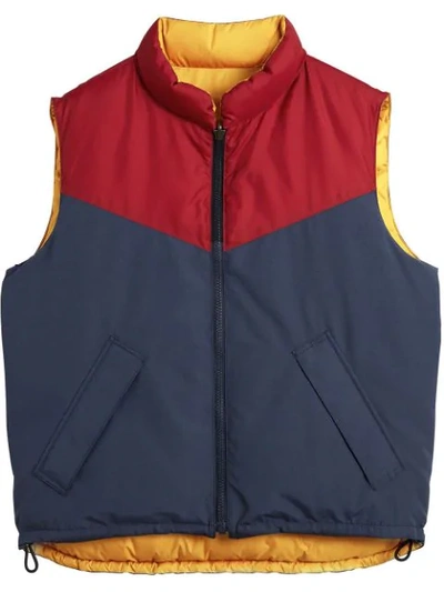 Burberry Colour Block Reversible Padded Vest In Multicolour