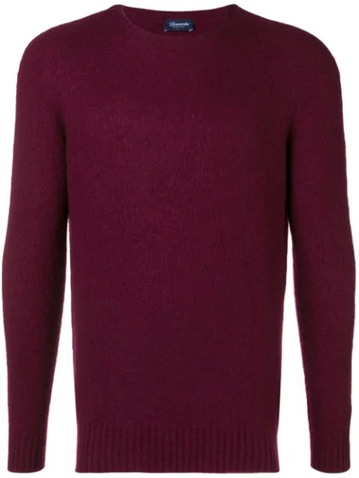 Drumohr Crew Neck Brushed Sweater In Pink