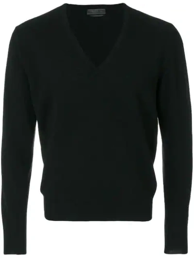 Prada V-neck Jumper In Black