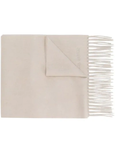 Alexander Mcqueen Cashmere Fringed Scarf In Neutrals