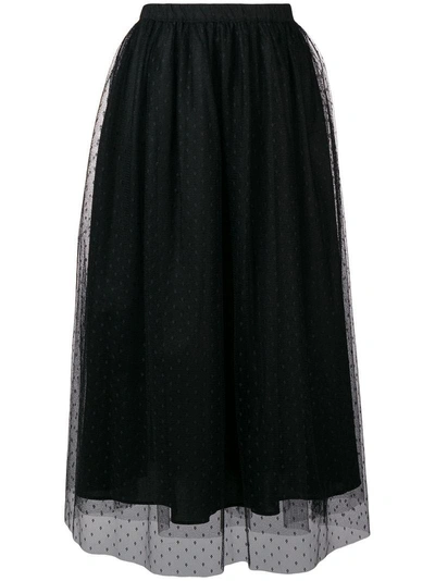 Blugirl Dotted Gathered Midi Skirt - Black