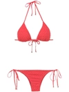 Amir Slama Textured Triangle Top Bikini Set In Red