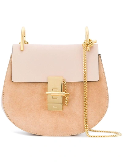 Chloé Leather And Suede Drew Mini Shoulder Bag In Pink
