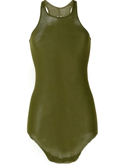 Rick Owens Curved Hem Tank Top In Green