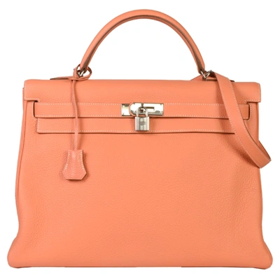 Hermes Hermès Kelly 40 Orange Leather Handbag ()