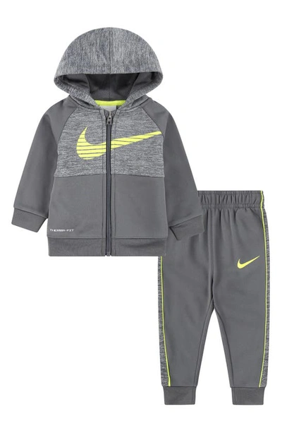 Nike Babies' Colorblock Hoodie & Joggers Set In Smoke Grey