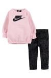 Nike Babies' Logo Tunic & Velvet Leggings Set In Pink Multi