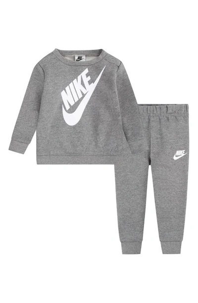 Nike Babies' Jumbo Futura Logo Crewneck Sweatshirt & Joggers Set In Carbon Heather