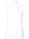 Harvey Faircloth Tie Neck Vest Top - White