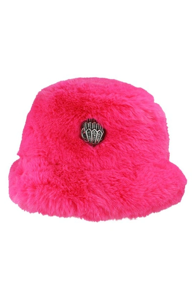 Kurt Geiger Faux Fur Bucket Hat In Fuchsia