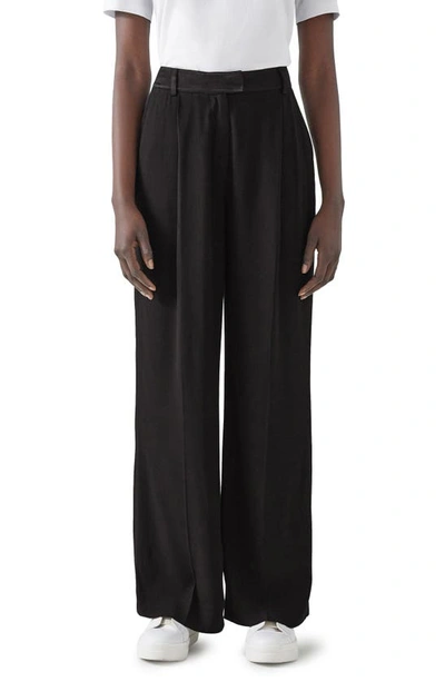 Lk Bennett Kelsey Pleat Front Crepe Pants In Black