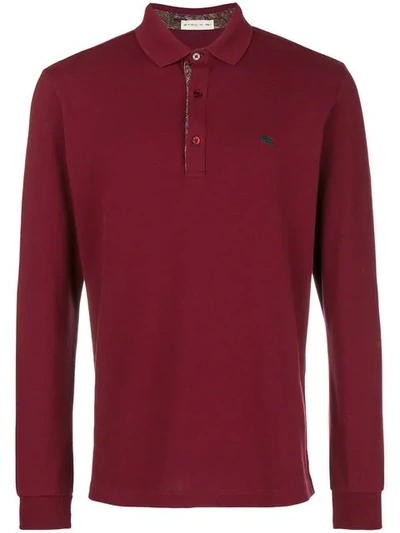 Etro Logo Embroidered Polo Shirt In Red