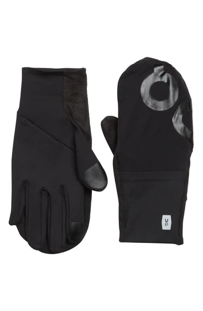 On Weather Cvertible Running Gloves In Black