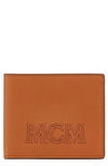 Mcm Small Aren Leather Bifold Wallet In Cognac