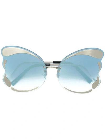 Matthew Williamson X Linda Farrow Butterfly Sunglasses In Metallic