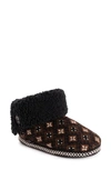 Muk Luks Melinda Faux Fur Indoor/outdoor Slipper Bootie In Black Diamonds