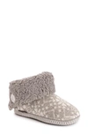 Muk Luks Melinda Faux Fur Indoor/outdoor Slipper Bootie In Grey Snow