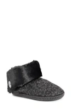 Muk Luks Melinda Faux Fur Indoor/outdoor Slipper Bootie In Black Weave