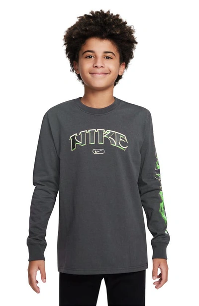 Nike Kids' Sportswear Long Sleeve Logo T-shirt In Anthracite