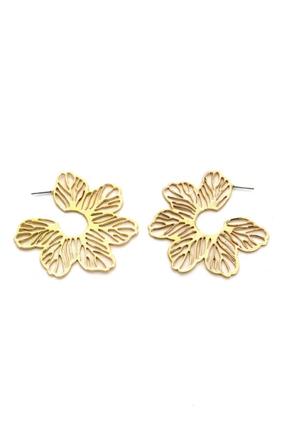 Panacea Flower Hoop Earrings In Gold