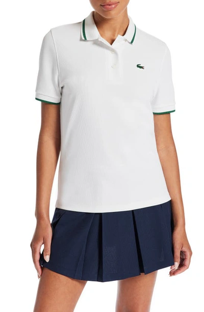 Lacoste Tipped Piqué Polo In White