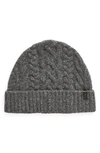 Vince Donegal Cable Stitch Cashmere Beanie In Charcoal